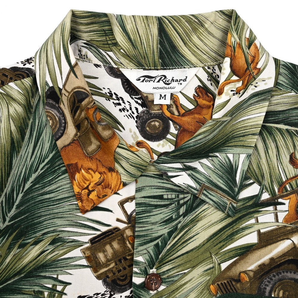 Tori Richard Men's Jungle Sarari Lions Hawaiian Medium Rayon Button Up Casual - Picture 6 of 9